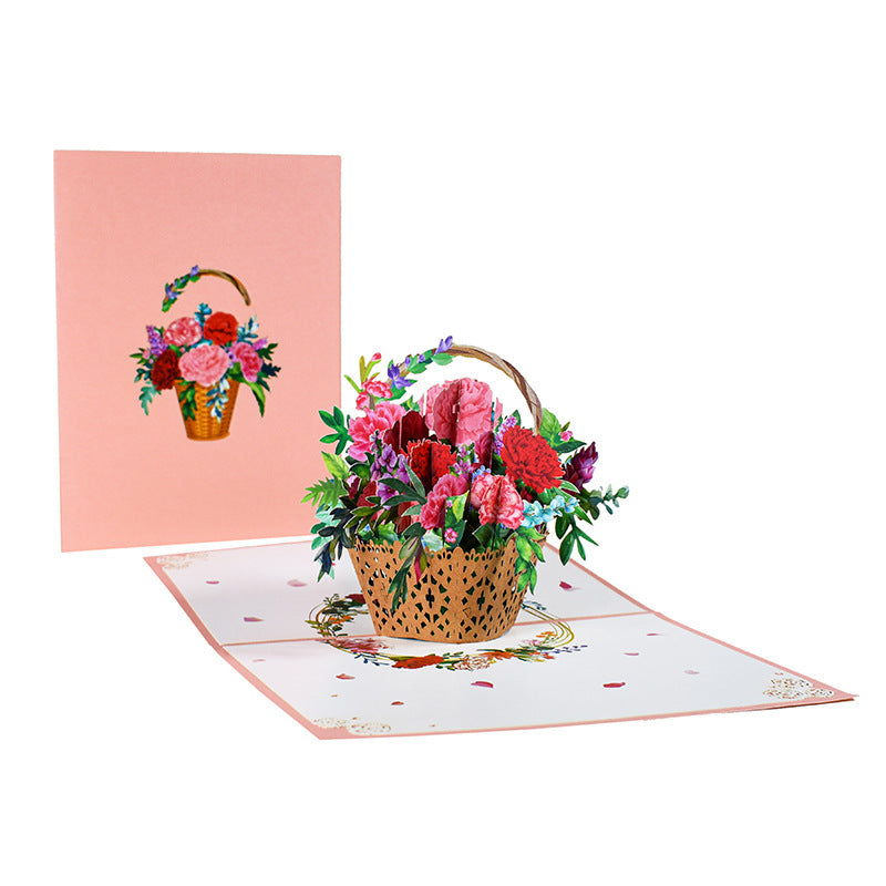 3D Flower Bouquet Cards Gifts Anniversary Pop-Up Mom Floral Bouquet Wife Greeting Cards Mothers Day
