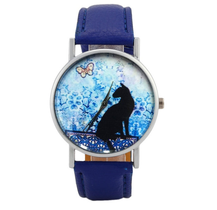 Watch Women Quartz Clock Women Brand Fashion Print Cat Pattern Charm Dress Wristwatch Women