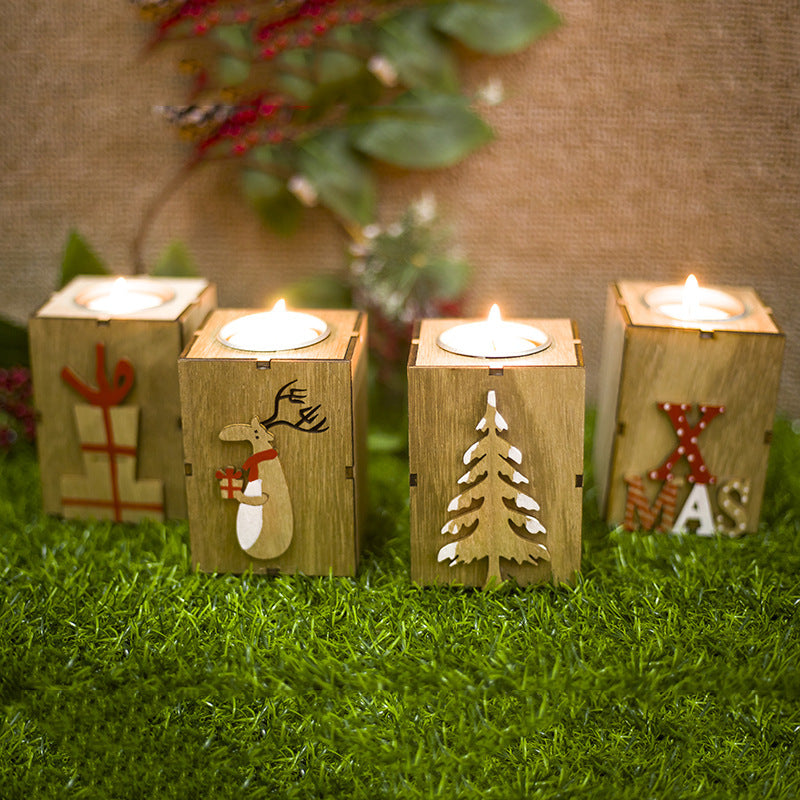 Mini Christmas Tree Elk Candlestick Decoration Merry Christmas Gifts