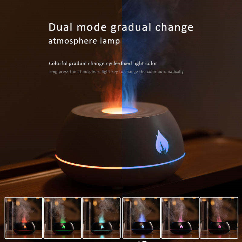 Flame Humidifier Aromatherapy Diffuser - 7 Colors Light USB Room Fragrance Essential Oil Diffuser