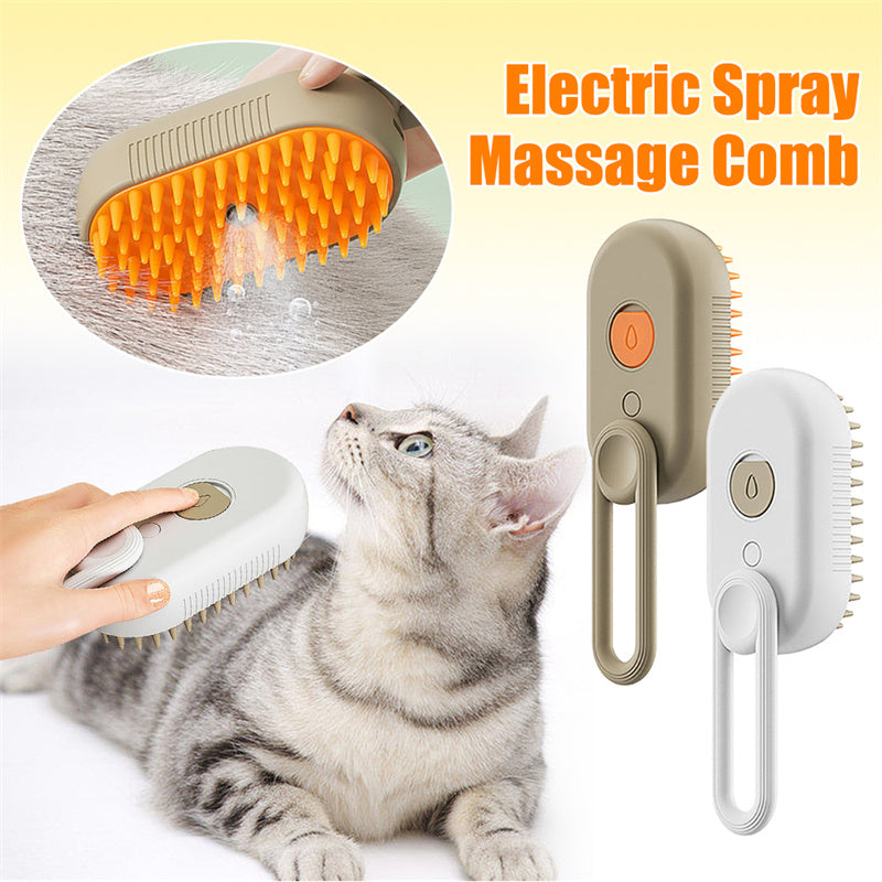 3-in-1 Electric Spray Cat Steam Brush for Pet Grooming - Professional Hair Removal and Massage Comb