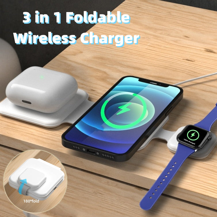 3-in-1 Magnetic Foldable Wireless Charger Station