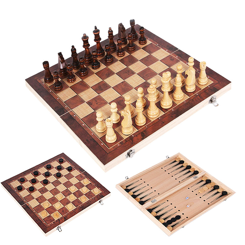 3 in 1 Backgammon Chess Set Board Material Entertainment