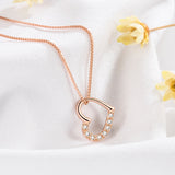 S925 Sterling Silver Love Heart Pendant Necklace For Women Fashion Jewelry Ladies Gold Color Gift