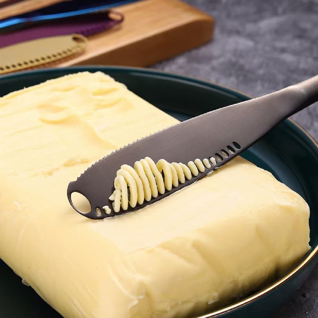 Stainless Steel Butter Spreader Knife with Handle - 3 in 1 Curler Slicer Knife - Kitchen Gadgets