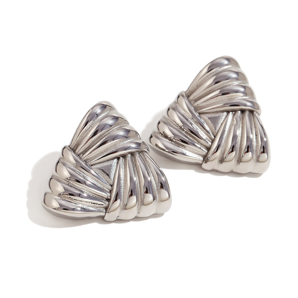 18K Gold Triangular Stud Earrings - Ins Fashion Retro Style Jewelry for Women