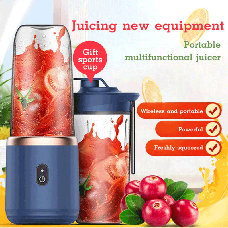6-Blade Portable Blender - Mini Juicer Cup Extractor Smoothie USB Charging Fruit Squeezer