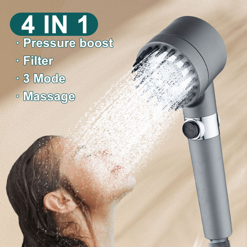 3 Modes High Pressure Shower Head with Filter - Portable Rainfall Faucet Tap for Bathroom