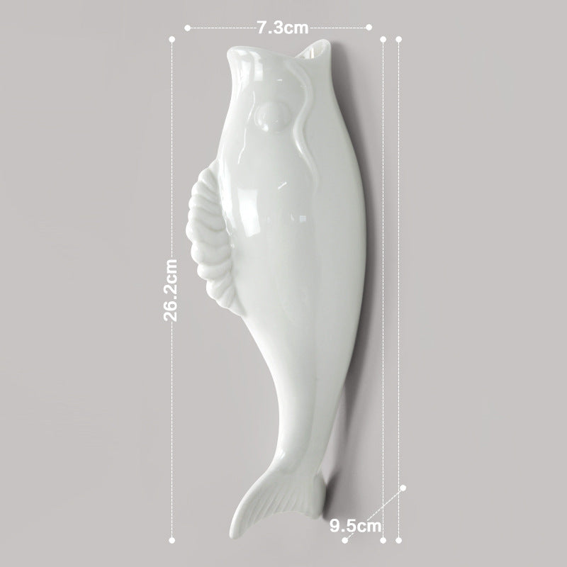 Products Simple Modern Creative Wall Ceramic Goldfish Vase Restaurant Mural Wall Hanging Three-Dimensional Wall Decoration