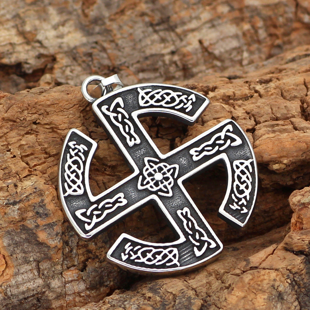 Stainless Steel Viking Jewelry Rune Slav Logo Pendant Domineering Men'S Necklace