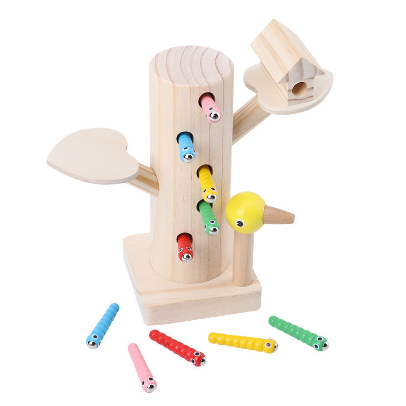 Wooden Woodpecker Catching Insects Early Education For Children