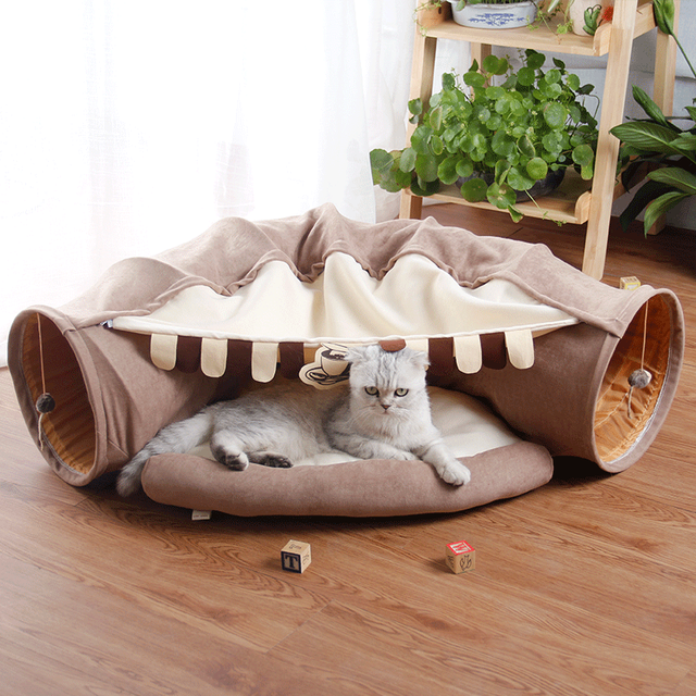 Pet Cats Tunnel Interactive Play Toy Mobile Collapsible Ferrets Rabbit Bed tunnels Indoor Toys Kitten Exercising Products