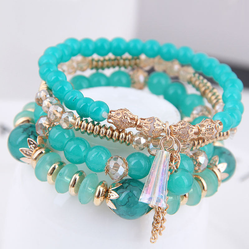 Bohemian Multilayer Multicolor Acrylic Beads Bracelet Ethnic Strands Bracelets Bangles For Women Gift