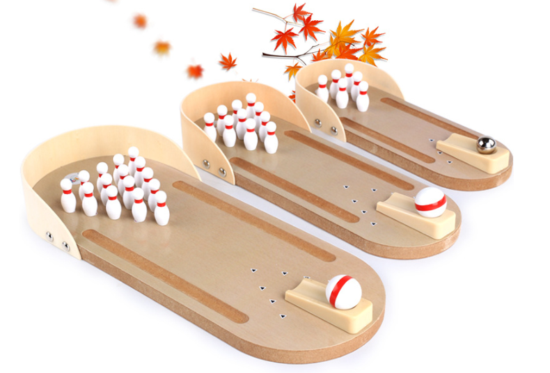 Wooden mini desktop bowling basketball game Parent-child interaction Child adult decompression toy - Minihomy