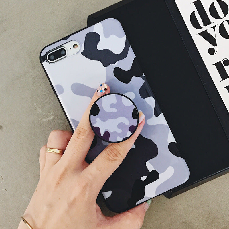 Fashion Summer Camouflage Color Matching Geometric Bracket Bright Surface Tpu For IphoneXR Mobile Phone Shell