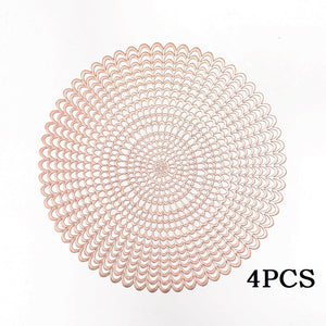 Solid color round PVC hollow placemat