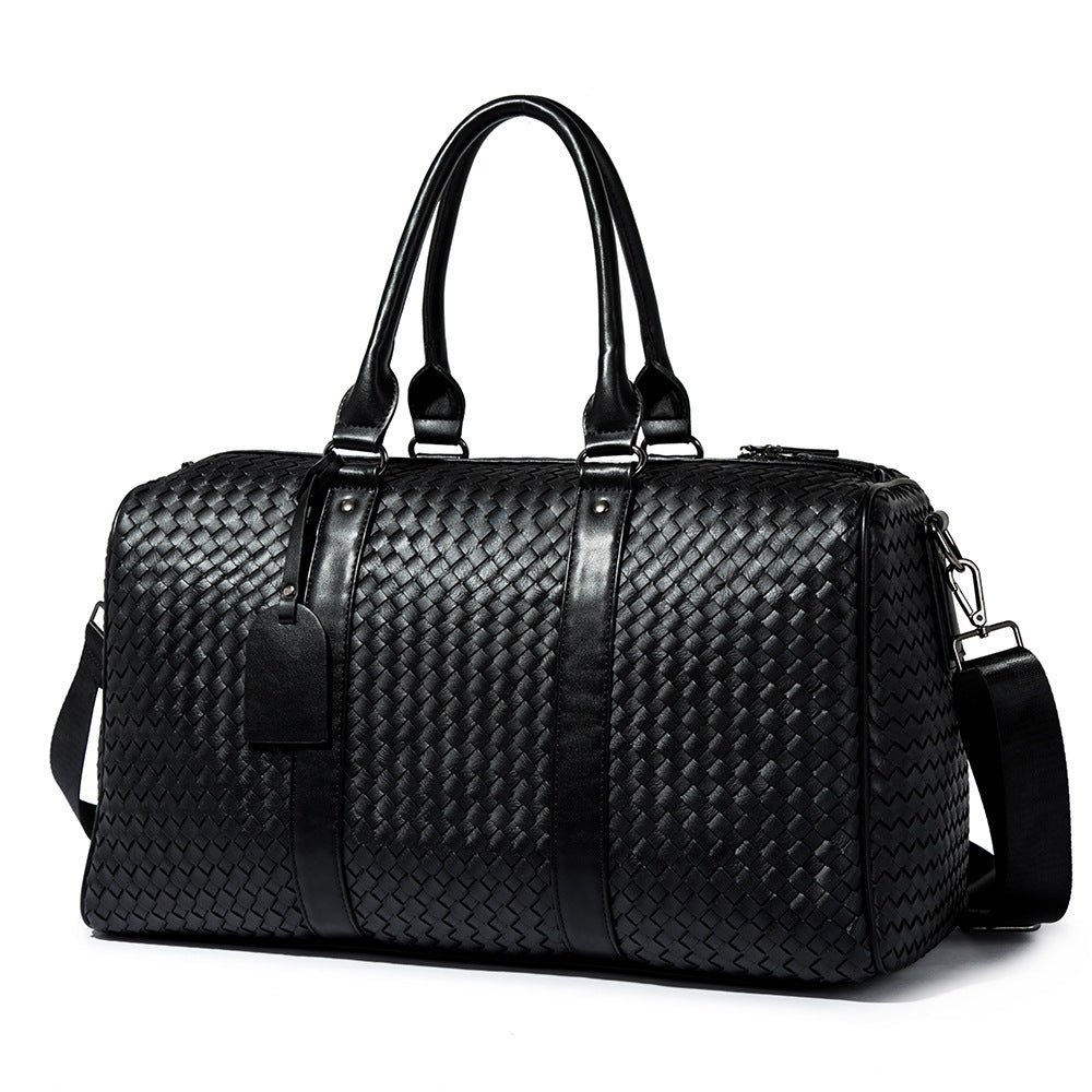 Spot  neutral travel bag, business portable big bag, solid color single shoulder hand-woven bag