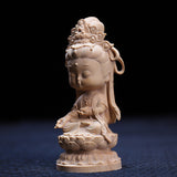 Boxwood Carving Cute Guanyin Ornaments Buddha Statues Hand-carved Crafts