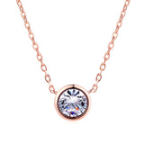 Necklace Rose Gold for Women Simple Style Cubic Zirconia Pendant Fashion Jewelry Birthday Gift