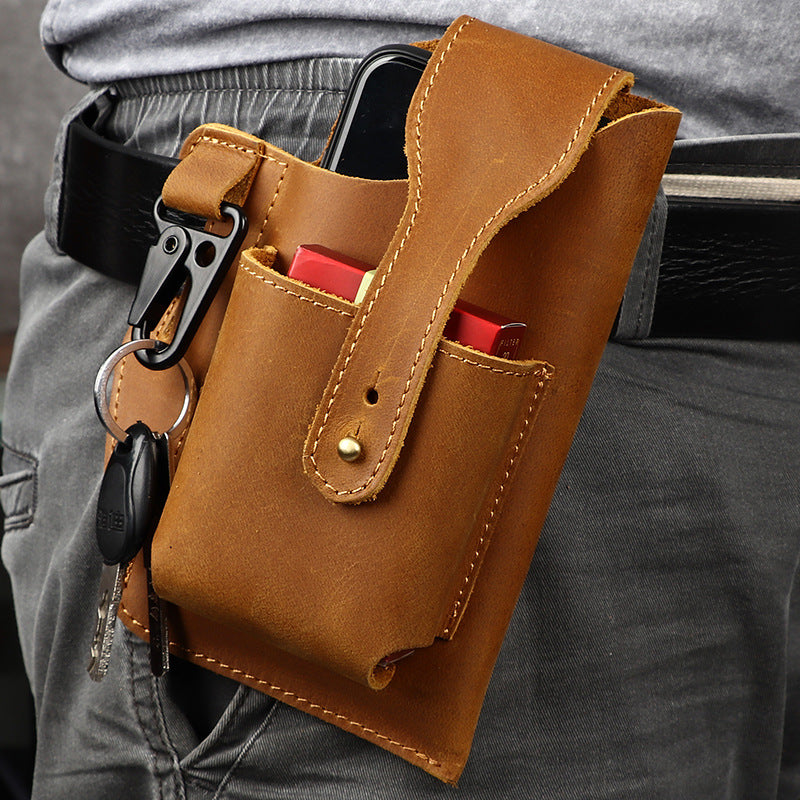 Men's Retro Leather Phone Hanging Belt Bag