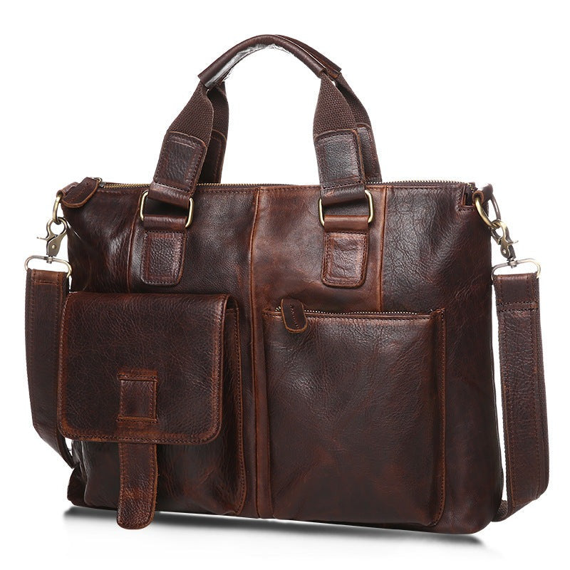 Male Baotou crazy horse leather layer man portable Shoulder Satchel retro casual briefcase