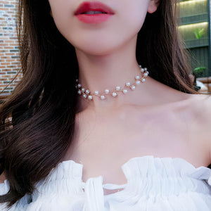 Fashion Pearl Neckband Simple Short Clavicle Chain Summer Beauty Choker Necklace Jewelry - Minihomy