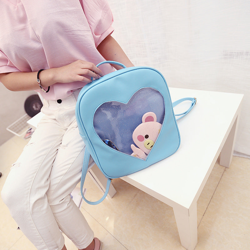 Korean cute students children's soft sister Macarons retro color transparent Backpack Bag
