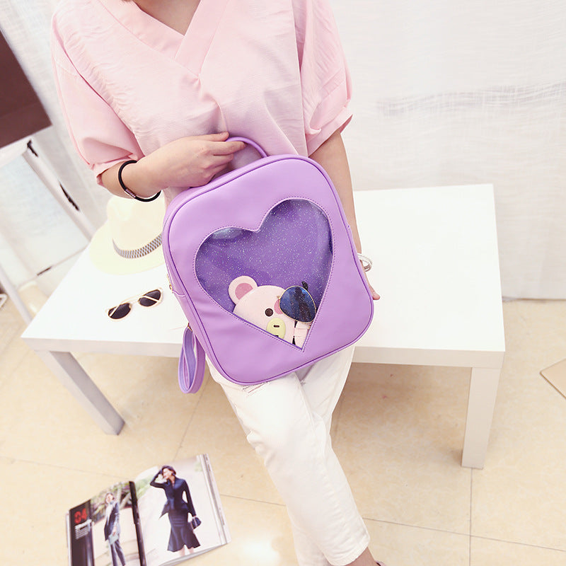 Korean cute students children's soft sister Macarons retro color transparent Backpack Bag