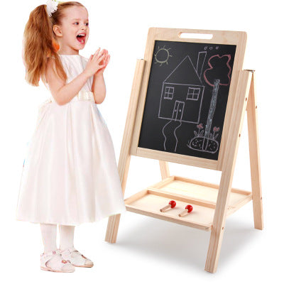 Children learn double-sided writing board wood ball can be raised and lowered convenient drawing board educational toys