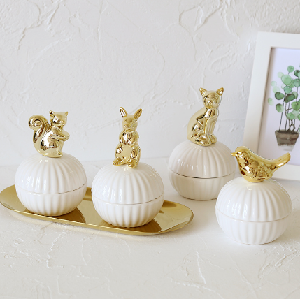 Animal figurine decor jewelry box squirrel rabbit cat bird crafts gift home decor