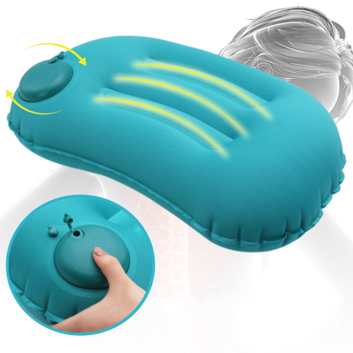Inflatable pillow press  portable travel cushion