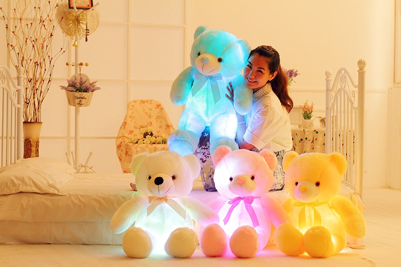 Creative Light Up LED Teddy Bear Stuffed Animals Plush Toy Colorful Glowing Christmas Gift For Kids Pillow - Minihomy