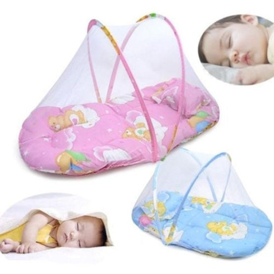 Portable Foldable Baby Kids Infant Bed Dot Zipper Mosquito Net Tent Sleeping Cushion