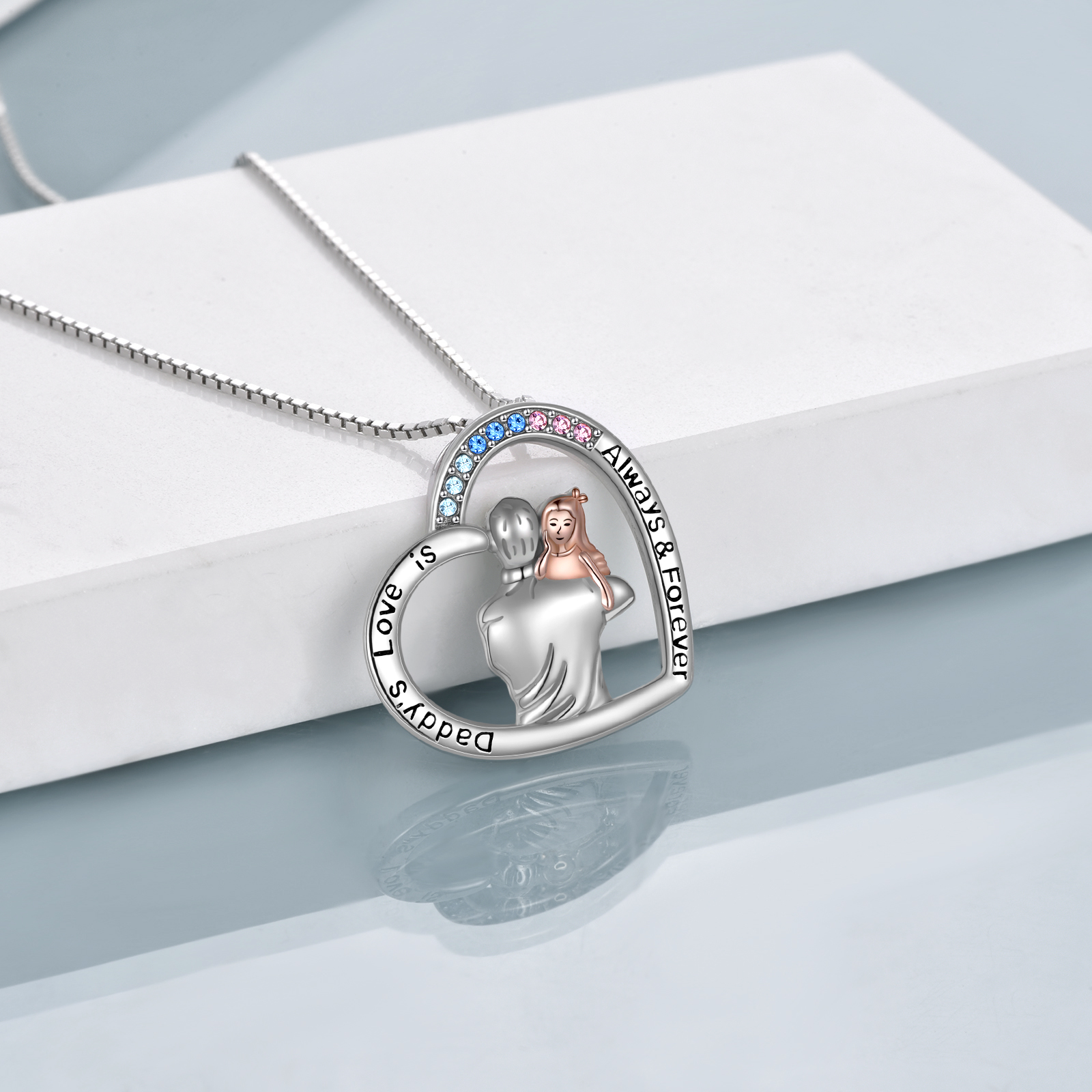 Father Daughter Necklace Sterling Silver Girls Pendant Jewelry Gift