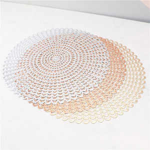 Solid color round PVC hollow placemat