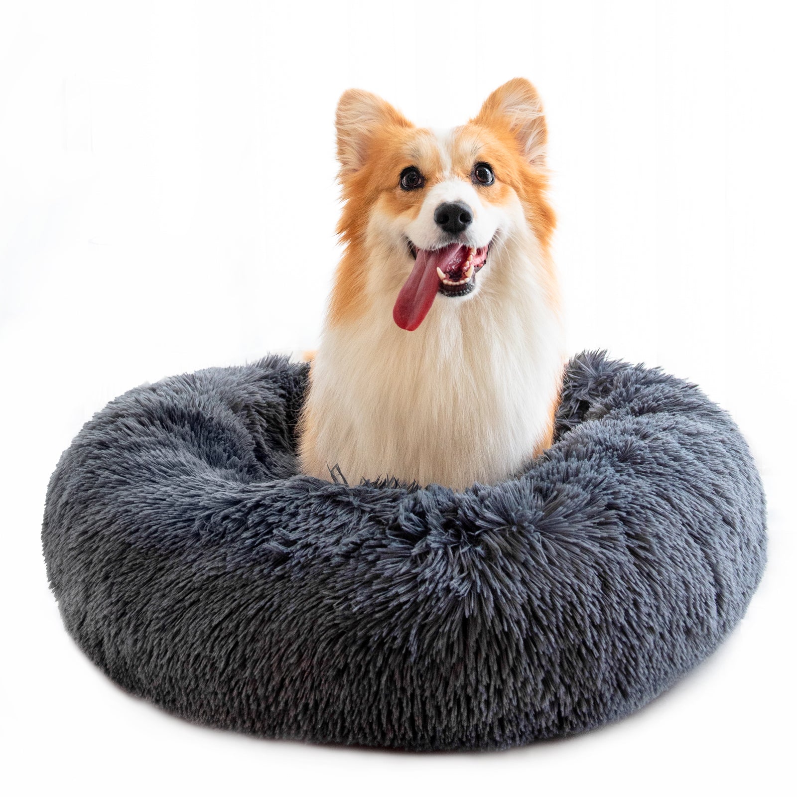 Pet Beds Anti Anxiety Fluffy With Anti-Slip & Water-Resistant Bottom Washable Calming