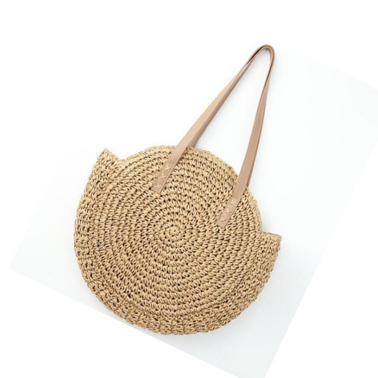 Round straw bag shoulder