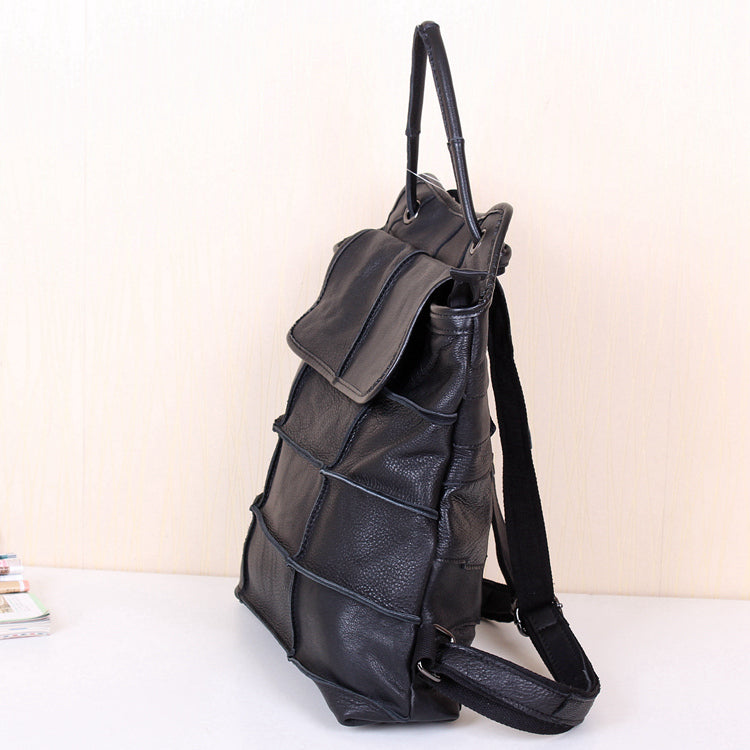 Special first layer leather stitching backpack