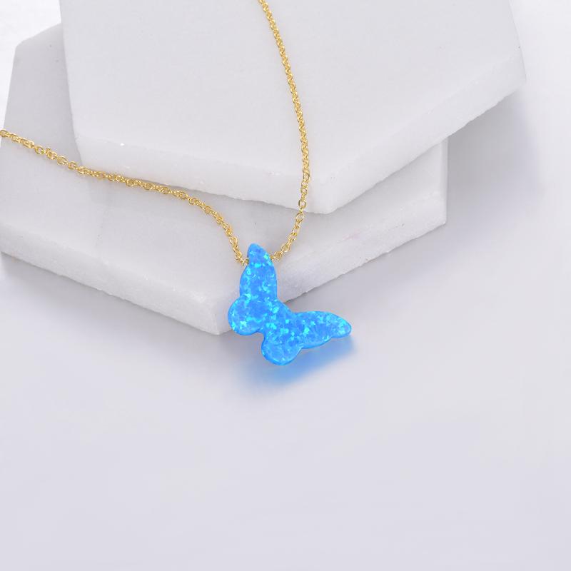 Butterfly Gifts Sterling Silver Opal Butterfly Necklace Jewelry Gift for Women