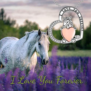 S925 Sterling Silver Horse Necklace Heart Pendant Jewelry Gift for Women Girls