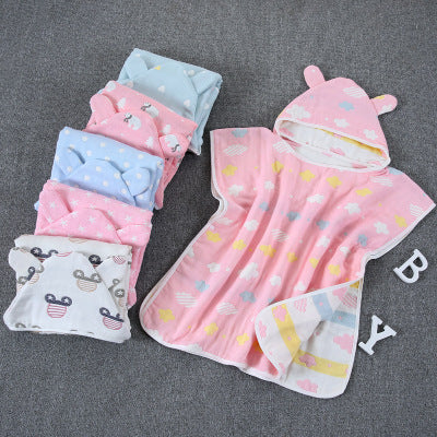 Four Layers Of Gauze Baby Bath Towel  Cloak Cotton Gauze Children Bath Towel