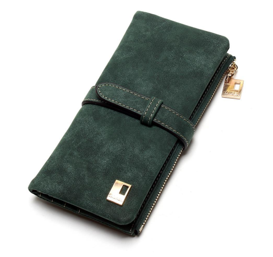 Retro matte leather two-fold draw long multi-card lady wallet