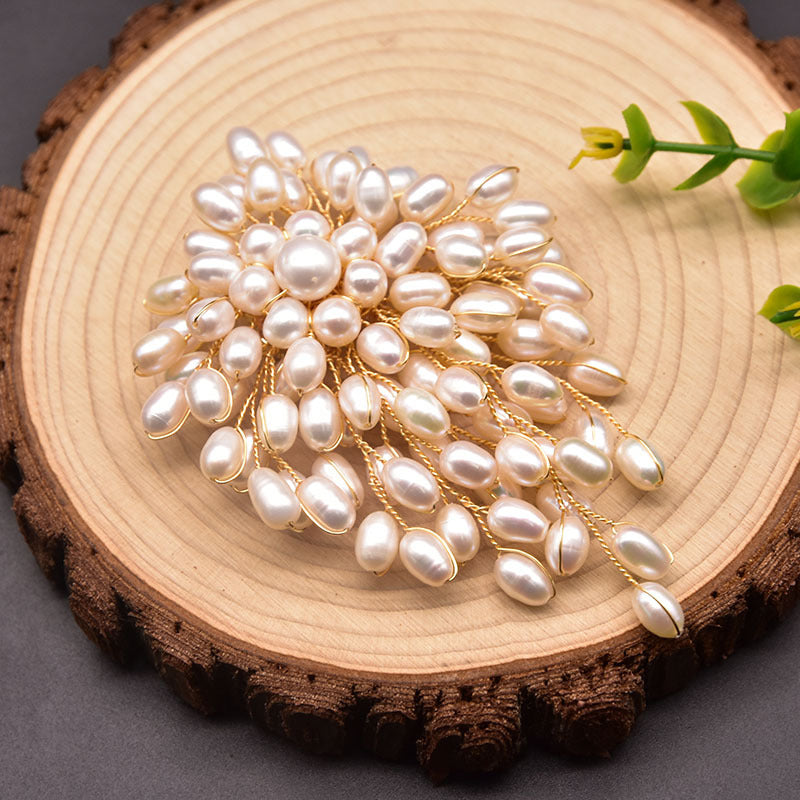 Handcrafted Natural Pearl Brooch - European and American Retro Style