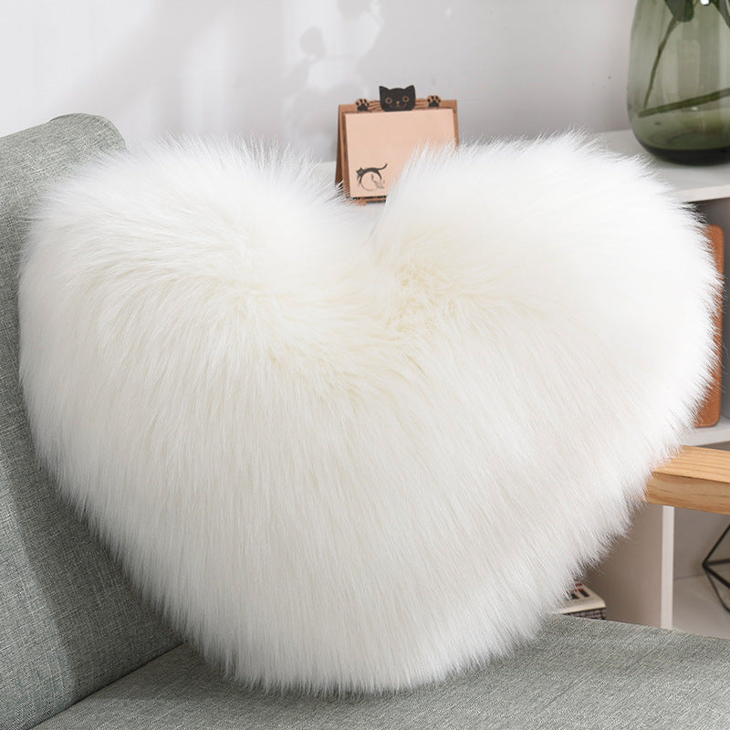 Products Throw Pillows Heart Shape Long Plush Fluffy Shaggy Cushion Cover Sofa Cushions Decorative Pillow Covers - Minihomy