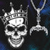 Gothic Skeleton Pendants Necklace with Bat Crown for Men Sterling Silver Matte Gift for Teens