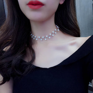 Fashion Pearl Neckband Simple Short Clavicle Chain Summer Beauty Choker Necklace Jewelry - Minihomy