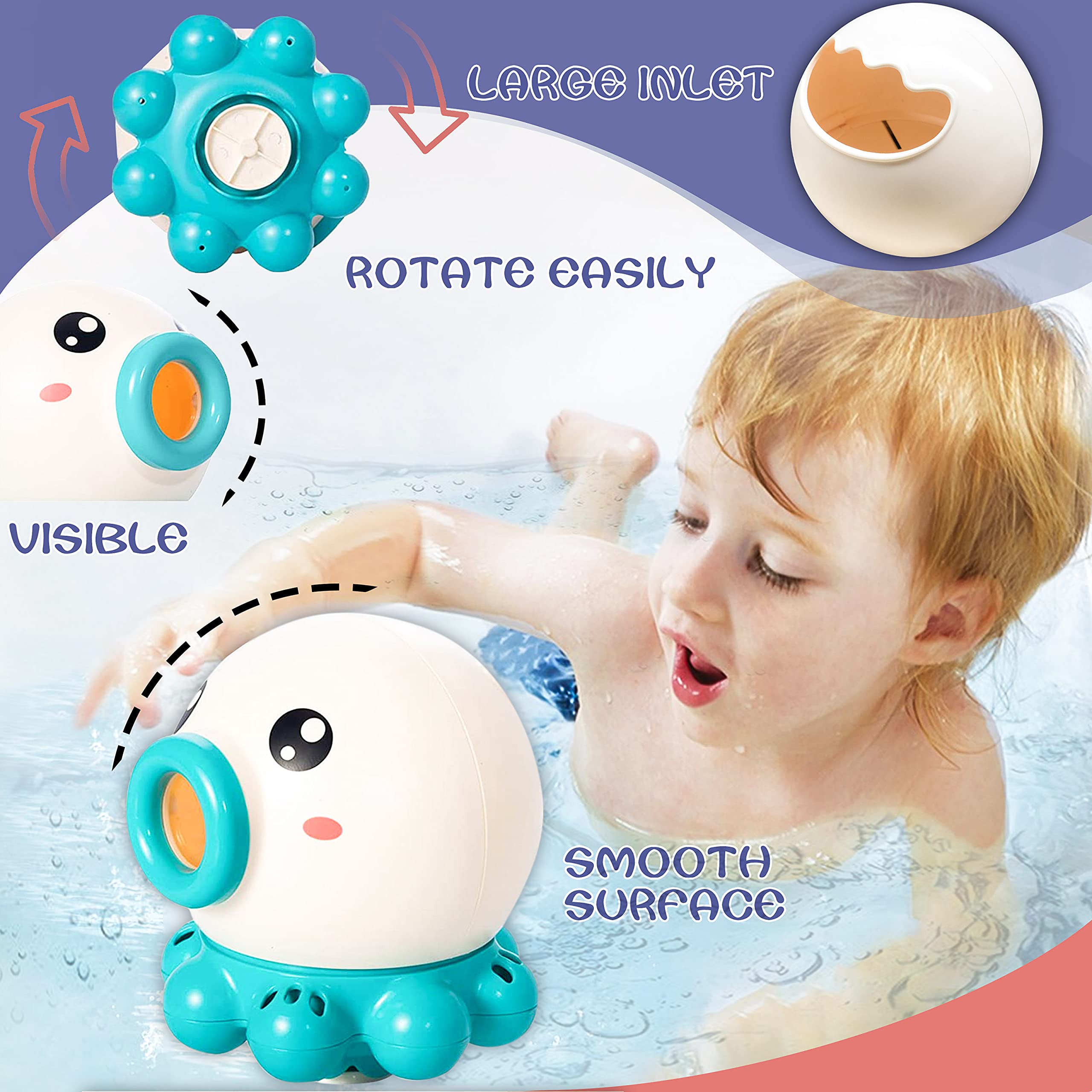 Octopus Fountain Bath Toy Water Jet Rotating Shower Bathroom Toy Summer Water Toys Sprinkler Beach Toys Kids Water Toys - Minihomy