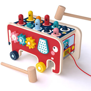 Montessori Toddlers Kids Wooden Pounding Bench Animal Bus Toys Early Educational Set Gifts For Children Toy Musical Instrument - Minihomy