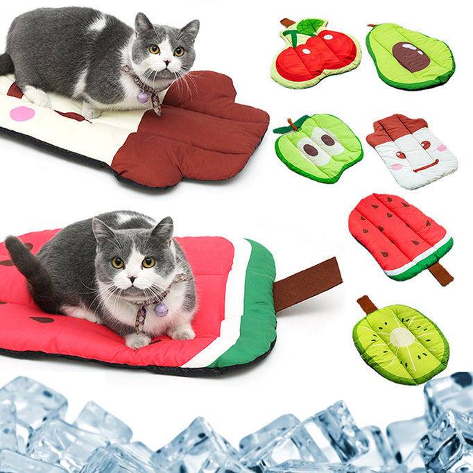 Dog Cooling Mat Pet Beds Cat Rug Ice Silk Pet Self Cooling Pad Blanket Summer Washable Oxford Farbric Cooling Down Summer Fruit