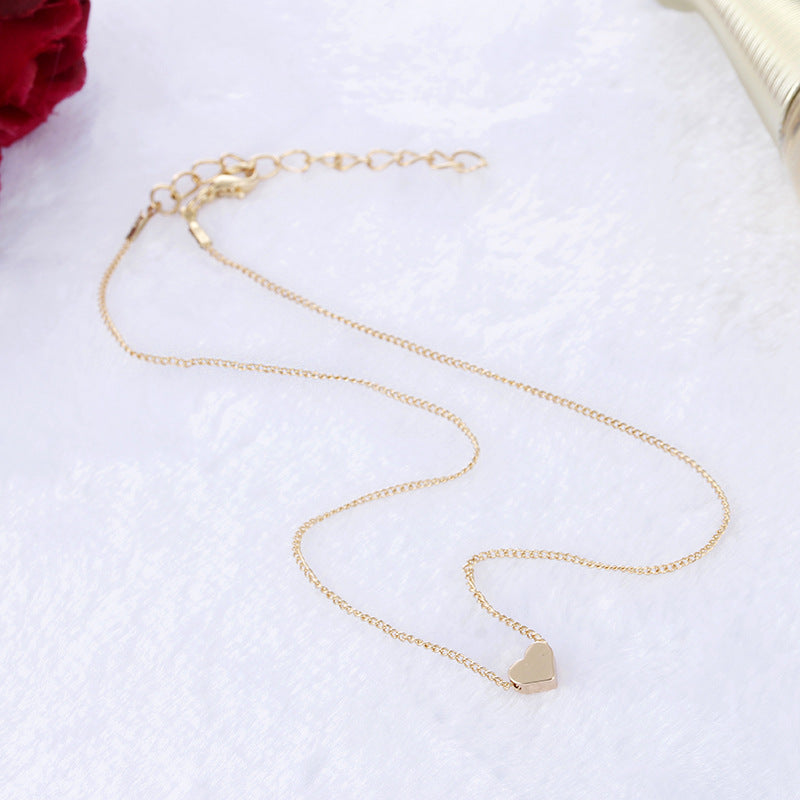 Simple Fashion Gold Color Double-sided Love Pendant Necklaces Clavicle Chains Necklace Women Jewelry Gift